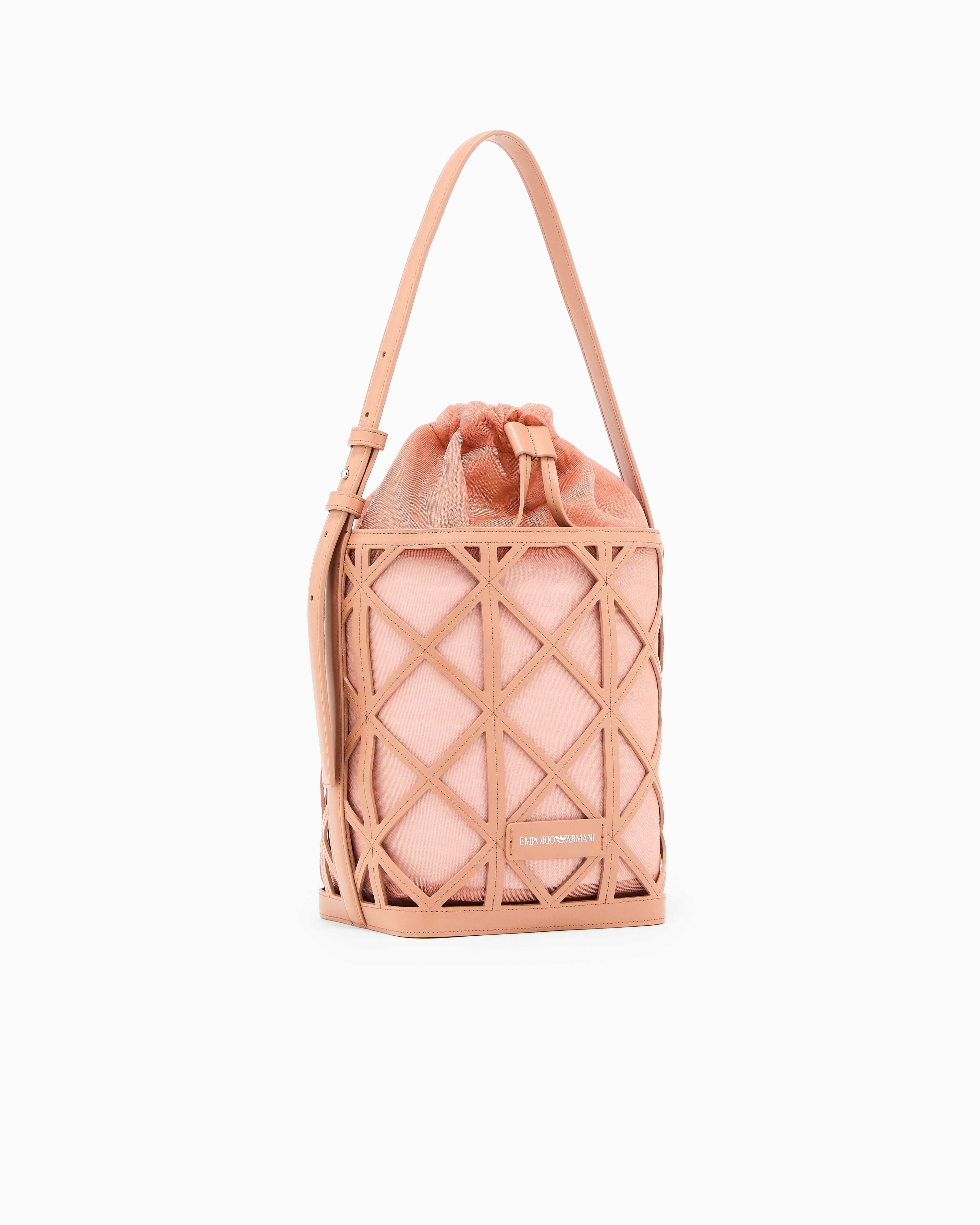 Emporio Armani Leather and mesh bucket bag