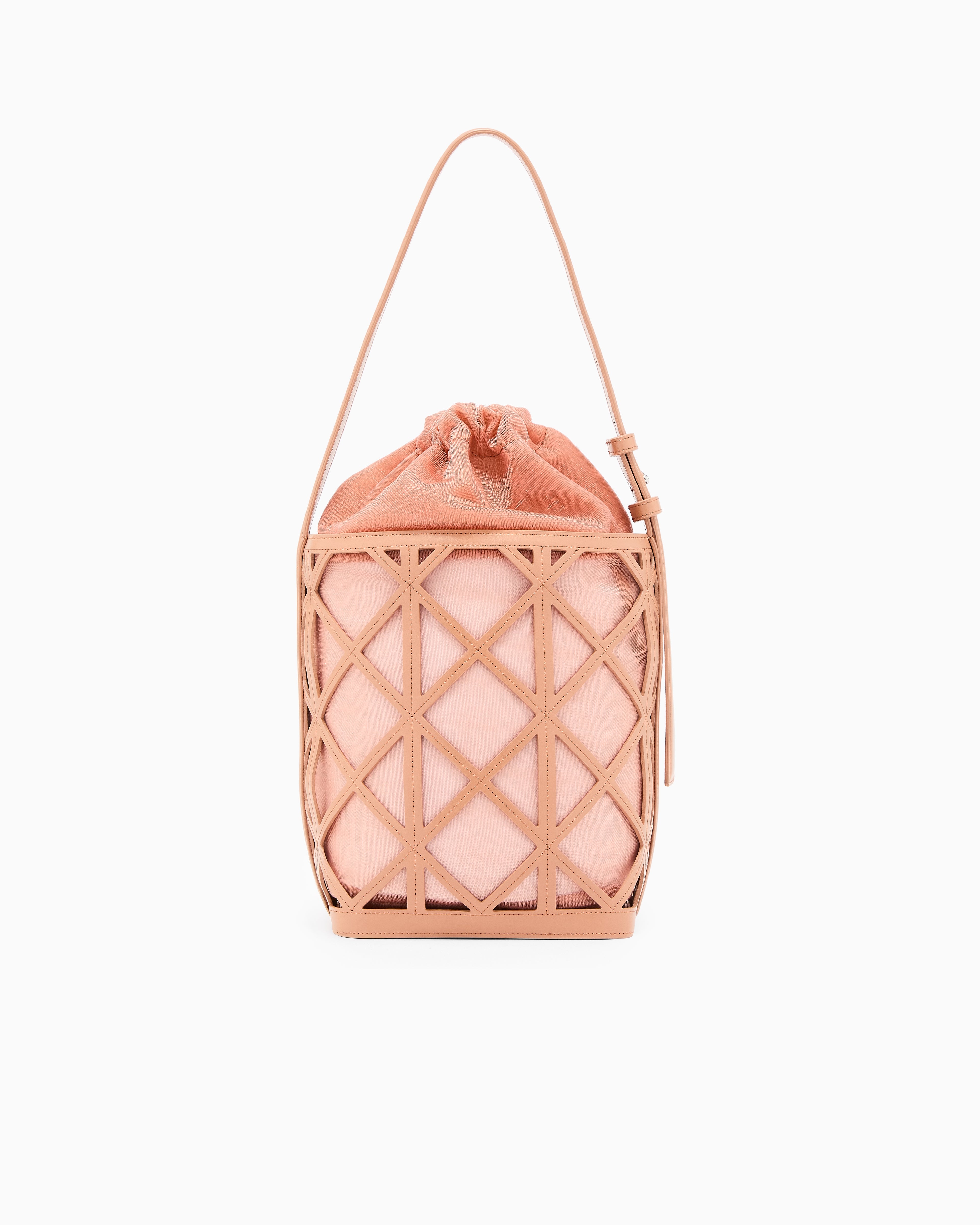 Emporio Armani Leather and mesh bucket bag