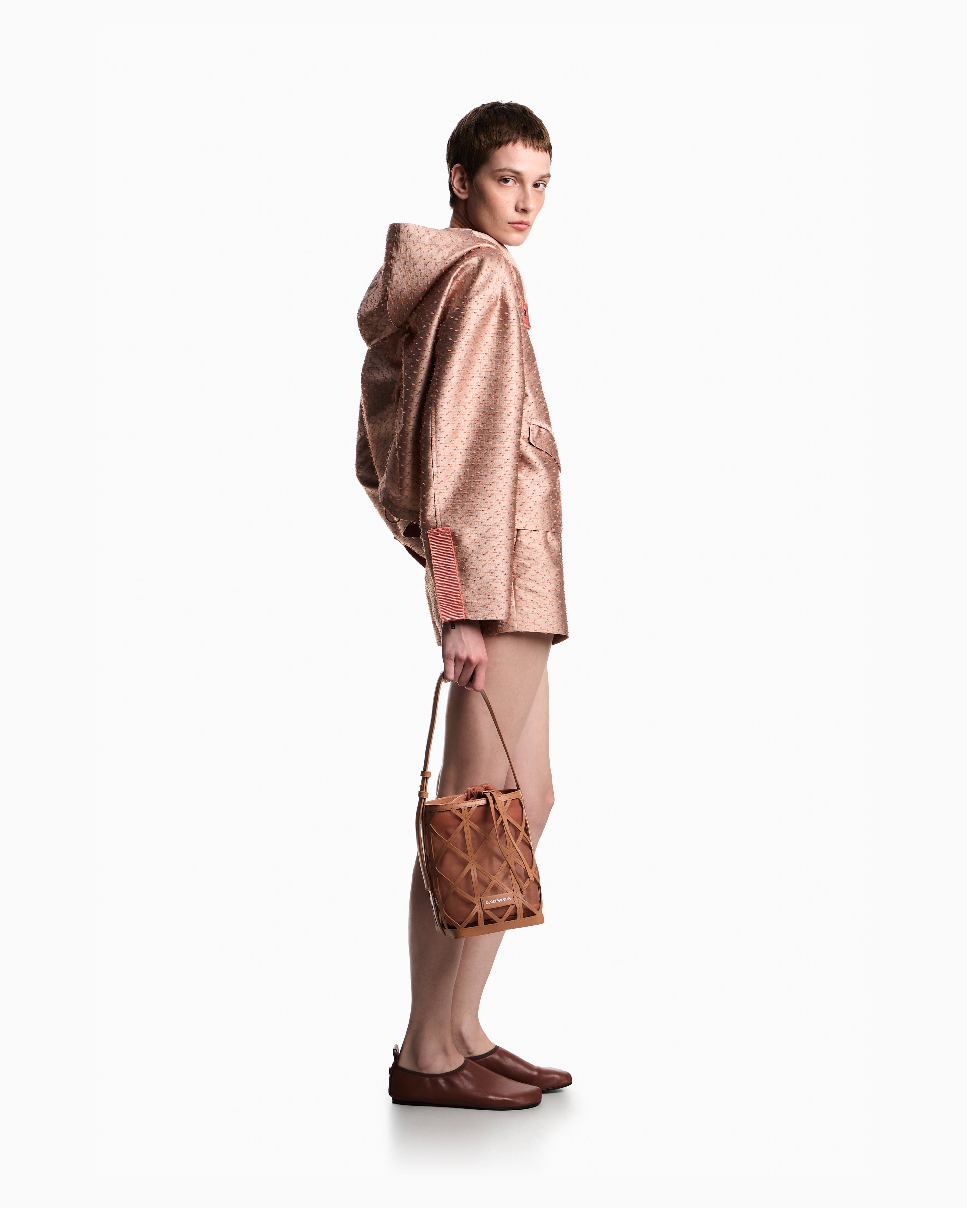 Emporio Armani Leather and mesh bucket bag