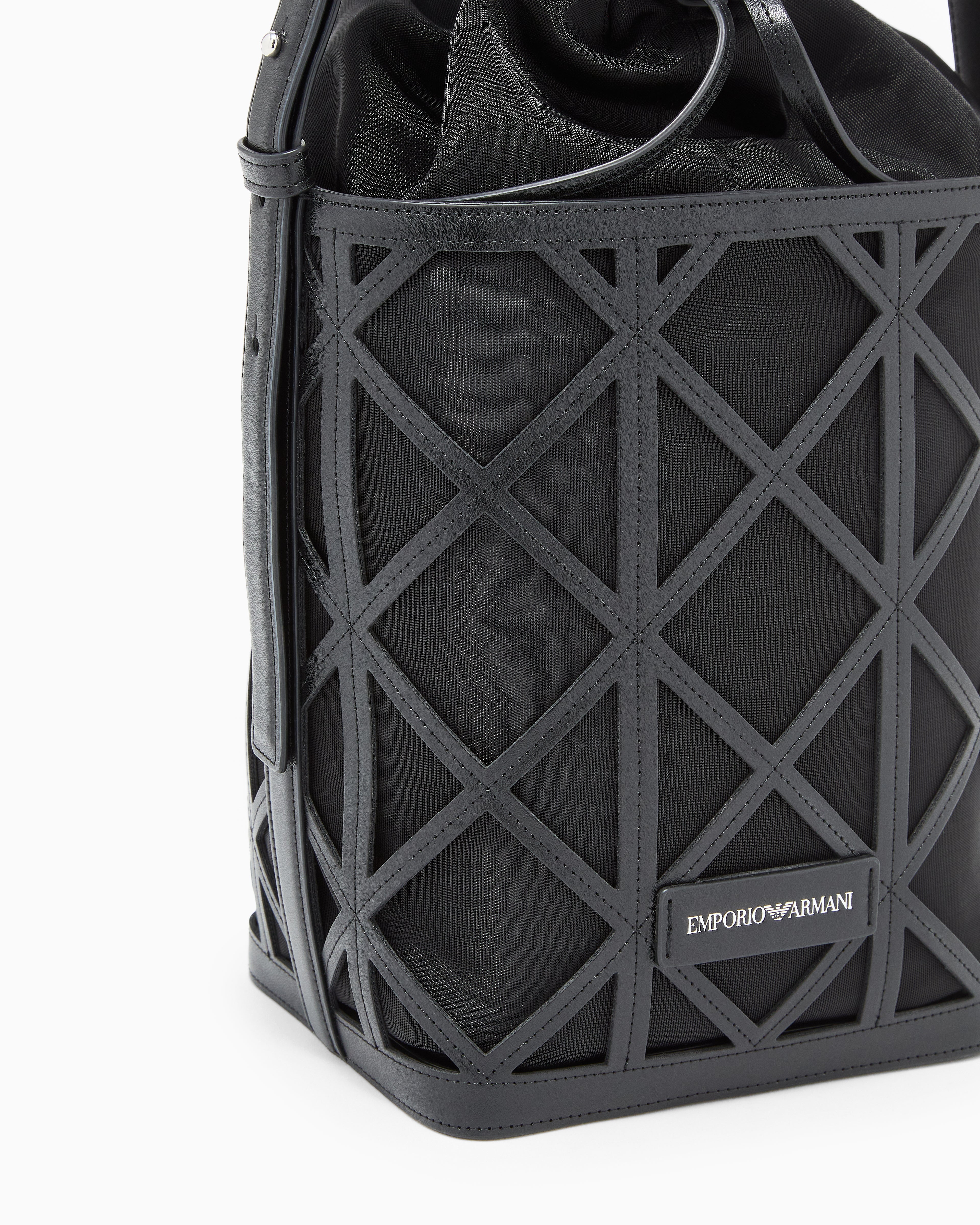 Emporio Armani Leather and mesh bucket bag