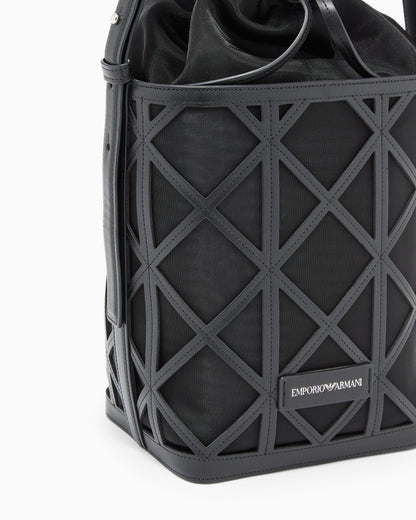 Emporio Armani Leather and mesh bucket bag