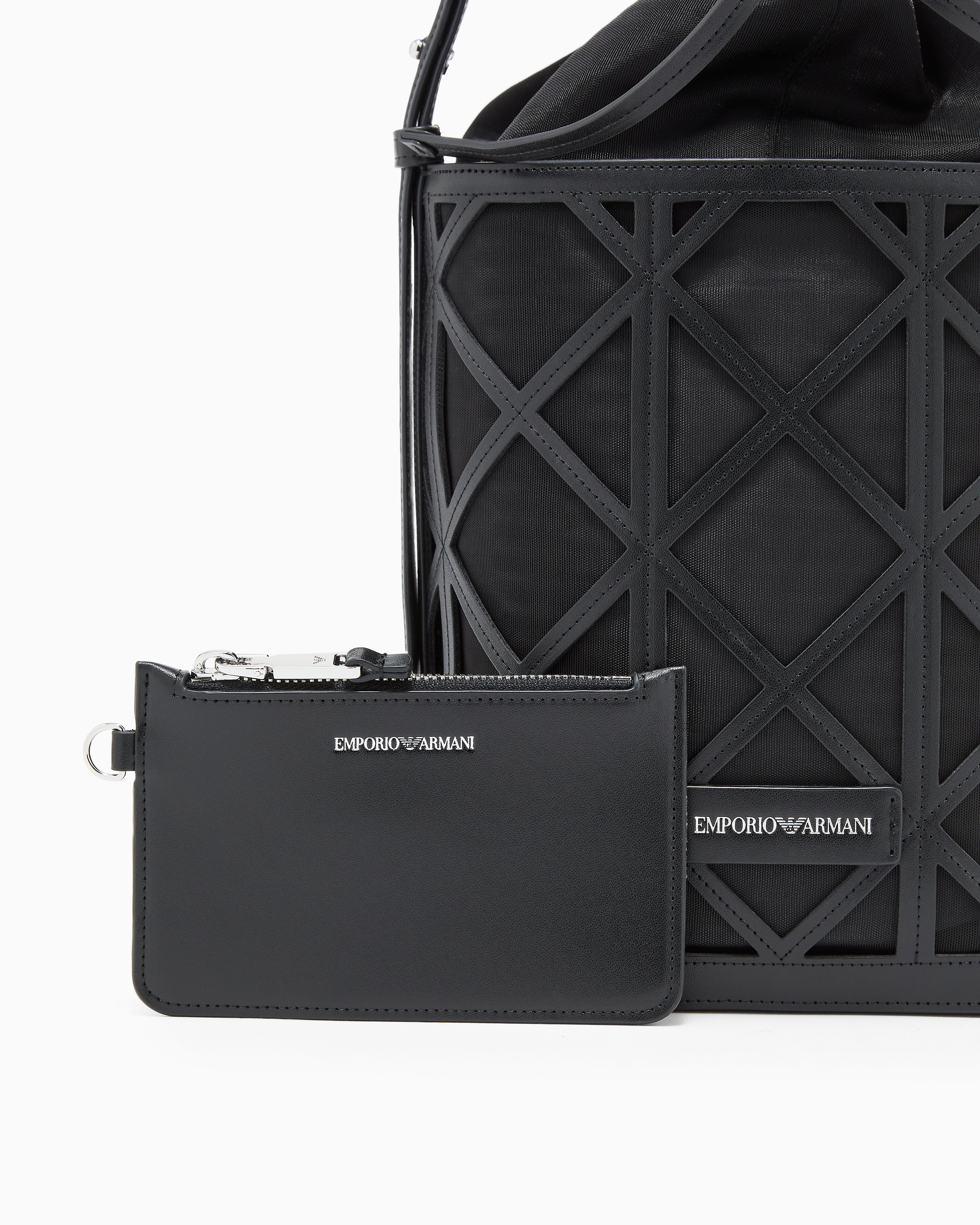 Emporio Armani Leather and mesh bucket bag