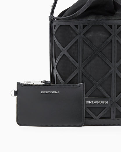 Emporio Armani Leather and mesh bucket bag