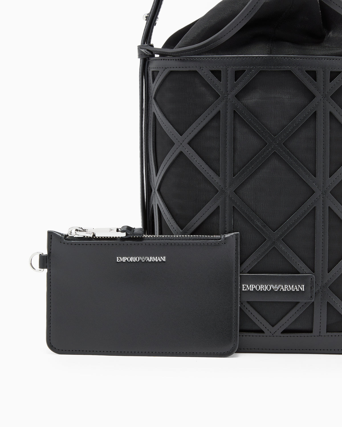 Emporio Armani Leather and mesh bucket bag