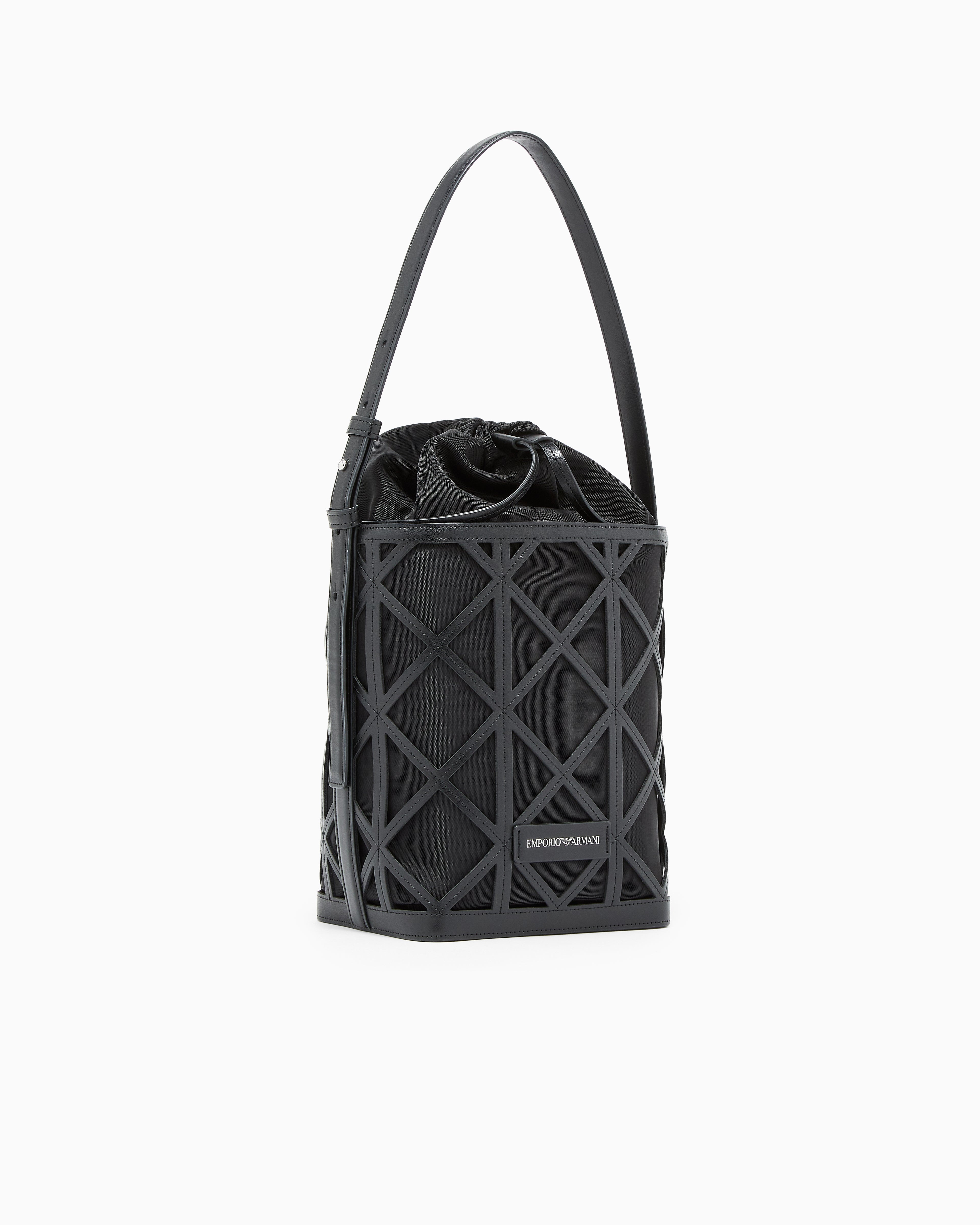 Emporio Armani Leather and mesh bucket bag