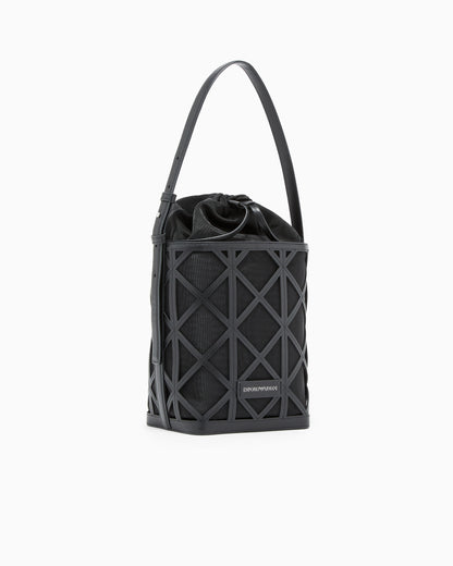 Emporio Armani Leather and mesh bucket bag