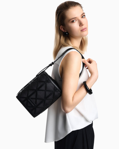 Emporio Armani Leather and mesh bucket bag