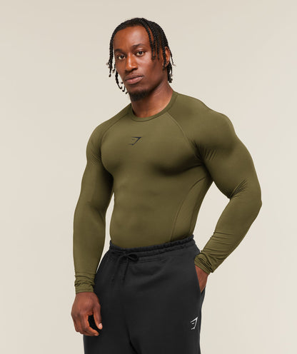 Gymshark Element Baselayer Long Sleeve T-Shirt Canvas Green