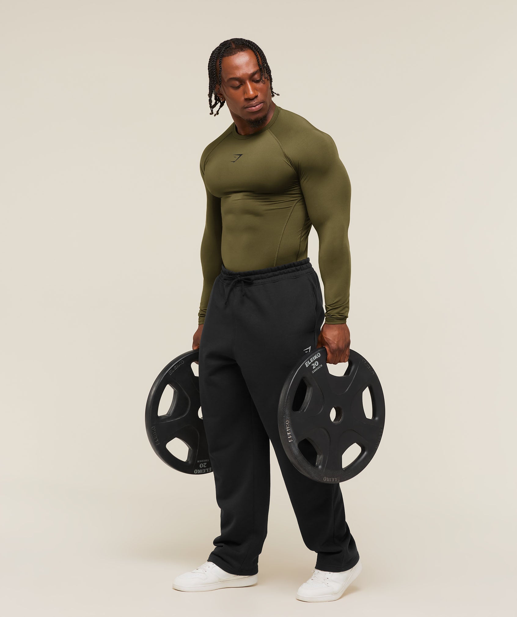 Gymshark Element Baselayer Long Sleeve T-Shirt Canvas Green