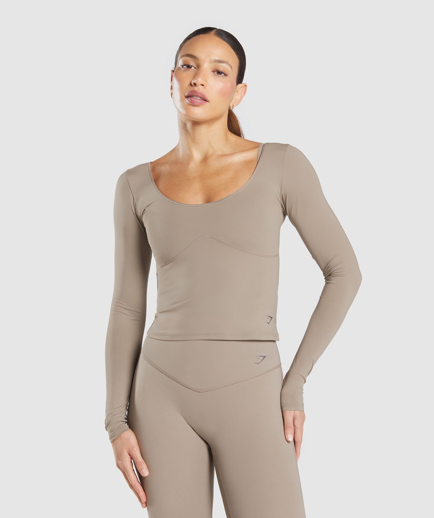 Women's Gymshark Elevate Long Sleeve Top Lifestyle Brown
