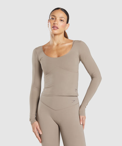 Women's Gymshark Elevate Long Sleeve Top Lifestyle Brown