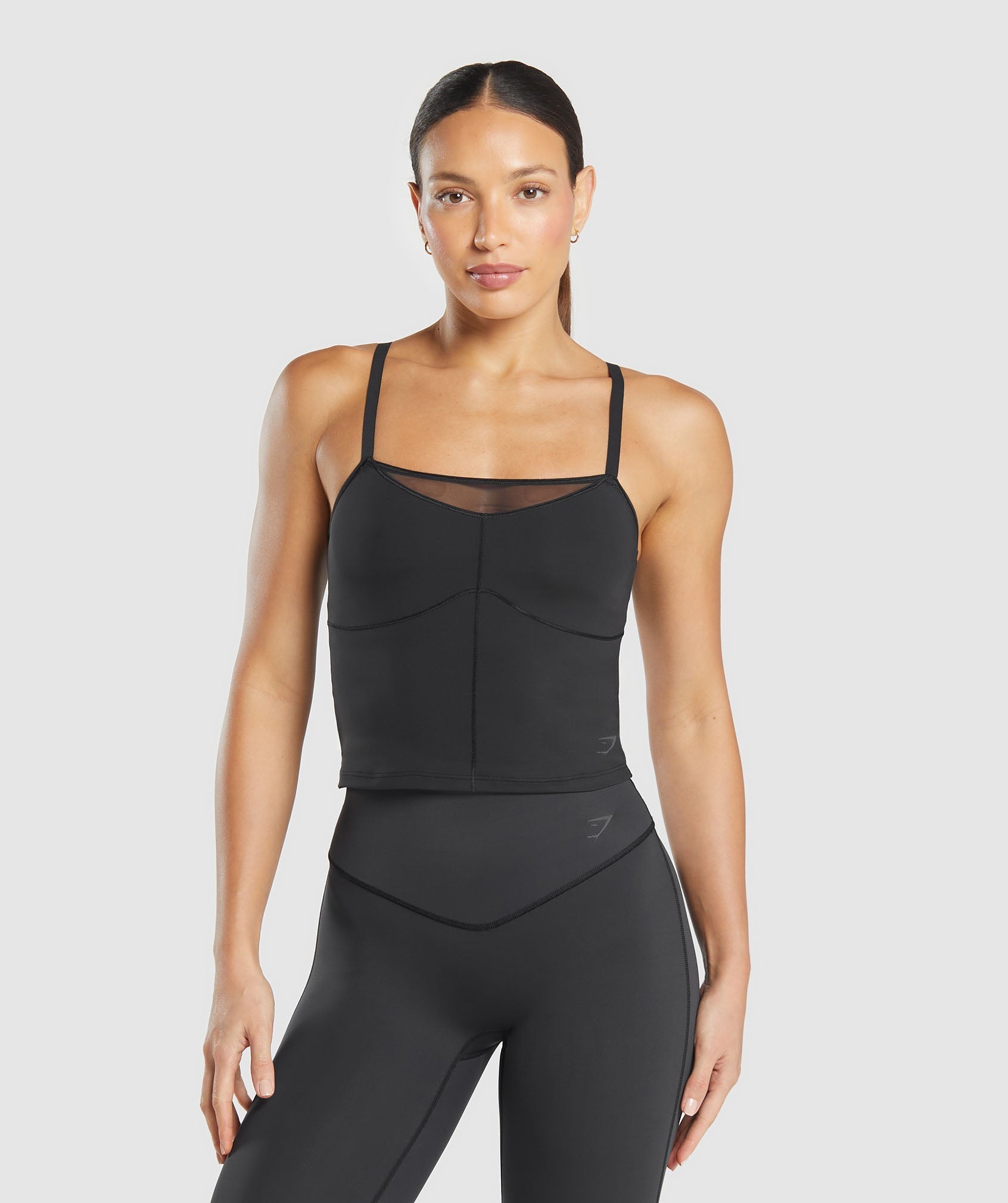 Women's Gymshark Elevate Mesh Tank With Shelf Black