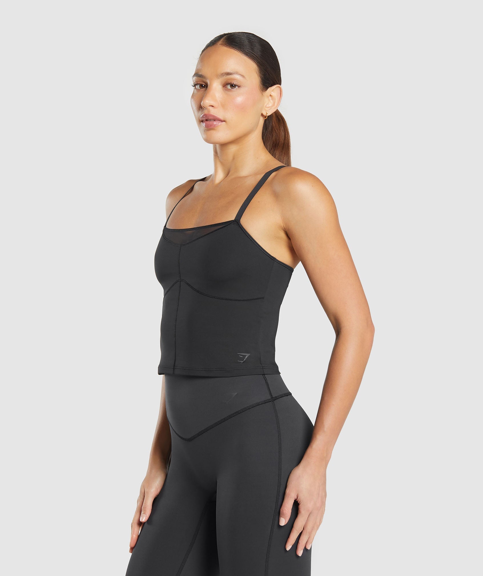 Women's Gymshark Elevate Mesh Tank With Shelf Black