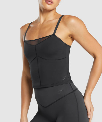 Women's Gymshark Elevate Mesh Tank With Shelf Black