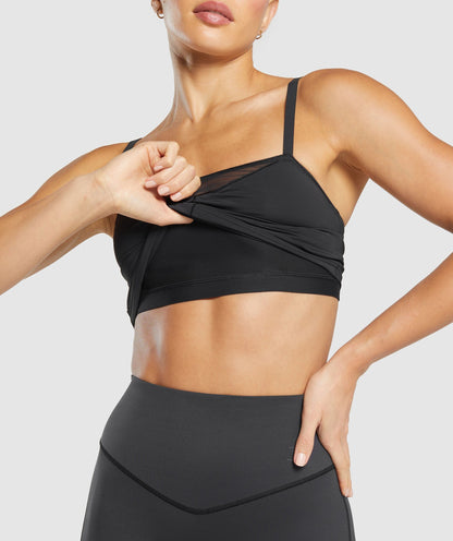 Women's Gymshark Elevate Mesh Tank With Shelf Black