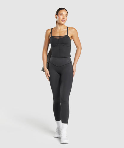 Women's Gymshark Elevate Mesh Tank With Shelf Black