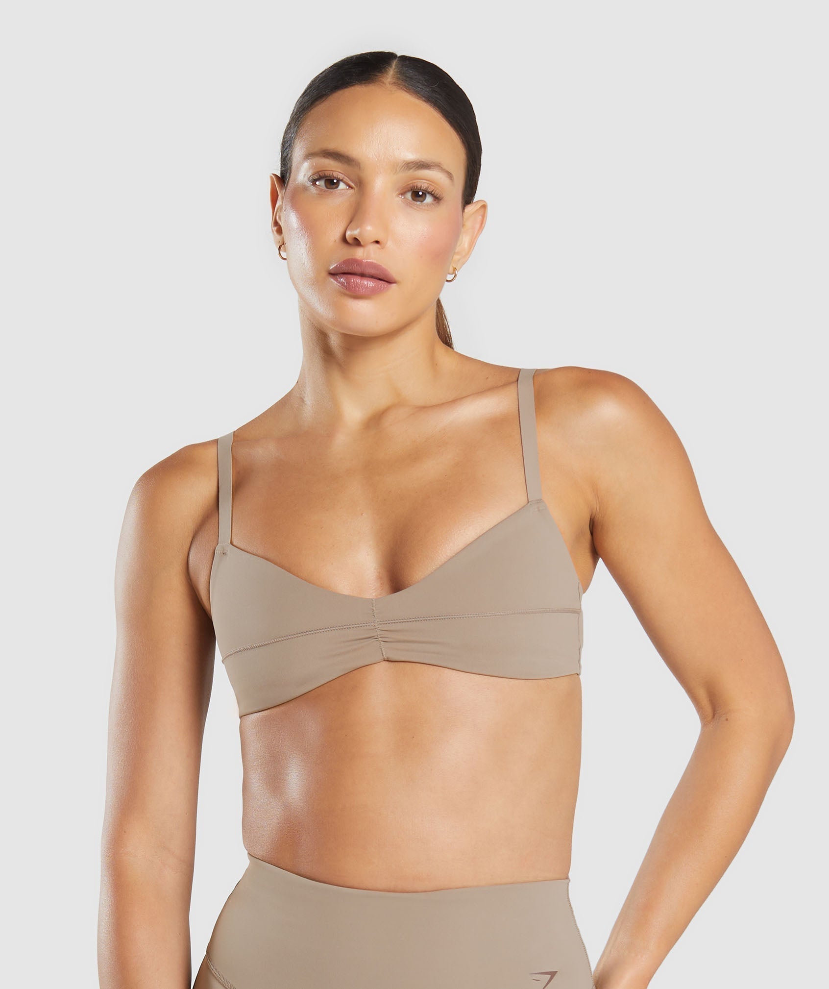 Women's Gymshark Elevate Ruched Sports Bra Lifestyle Brown