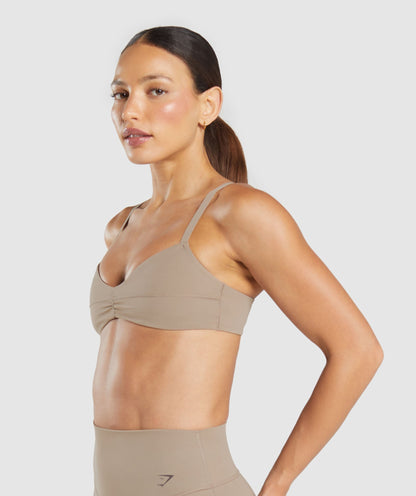 Women's Gymshark Elevate Ruched Sports Bra Lifestyle Brown
