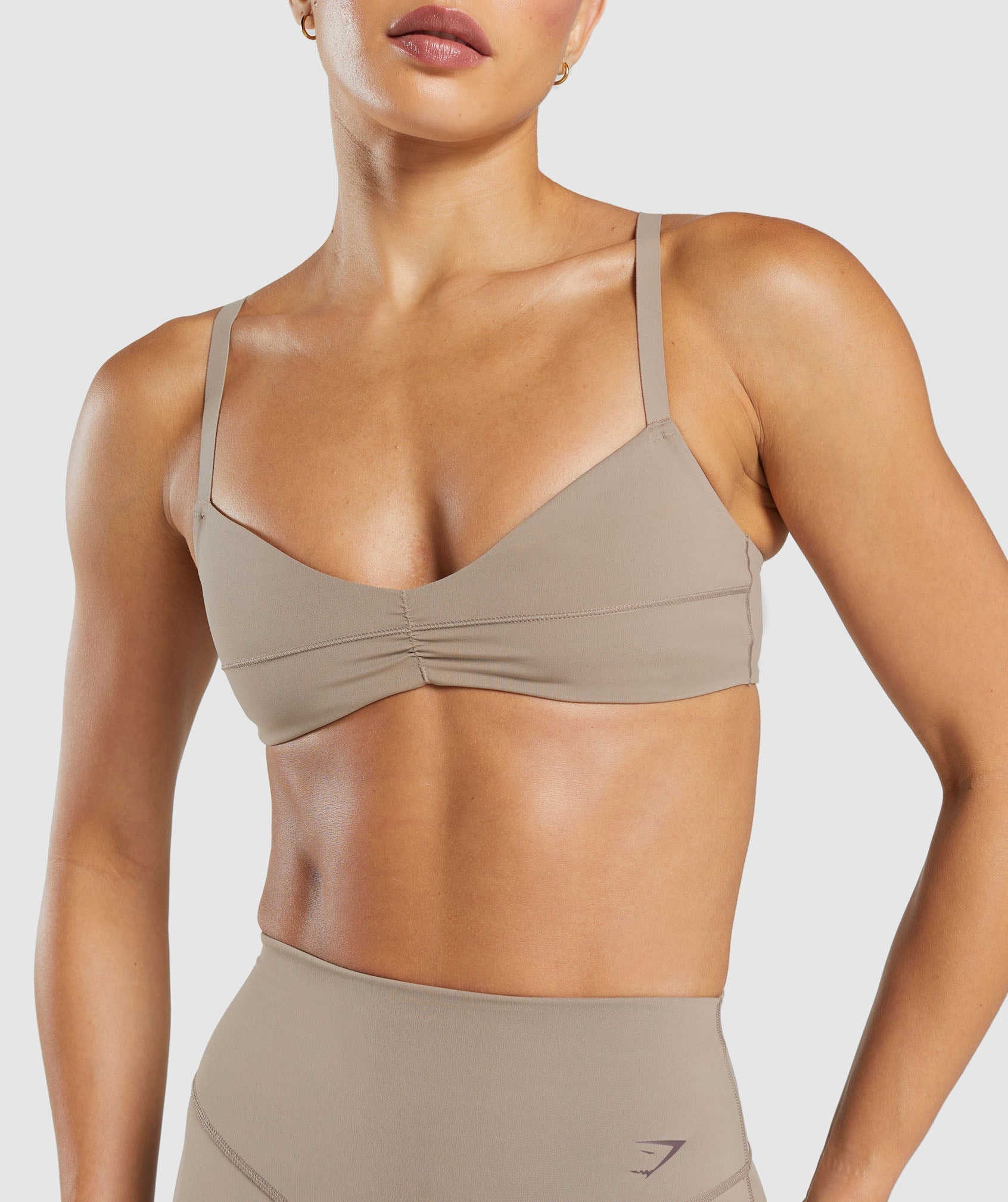Women's Gymshark Elevate Ruched Sports Bra Lifestyle Brown