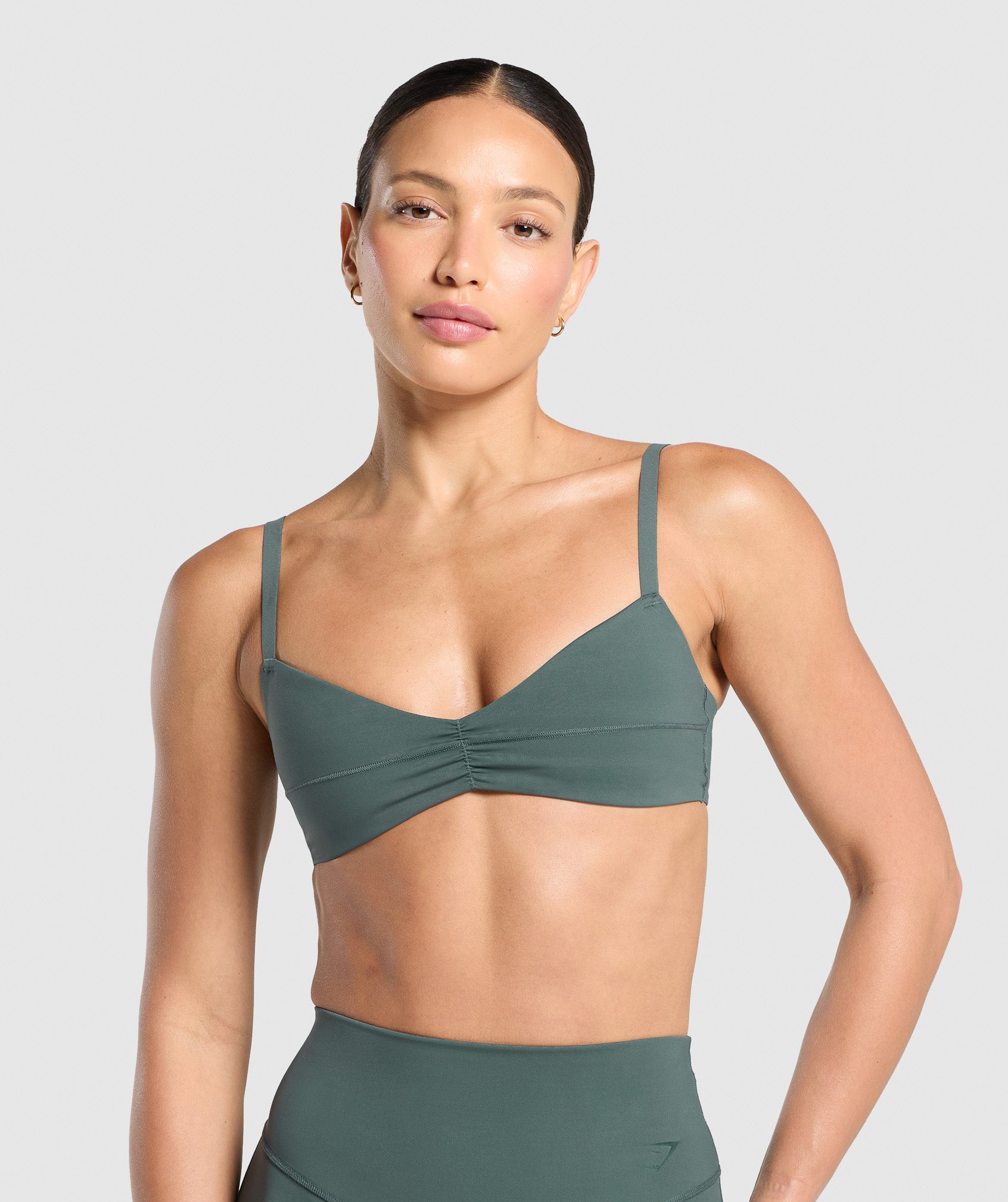 Women's Gymshark Elevate Ruched Sports Bra Slate Teal