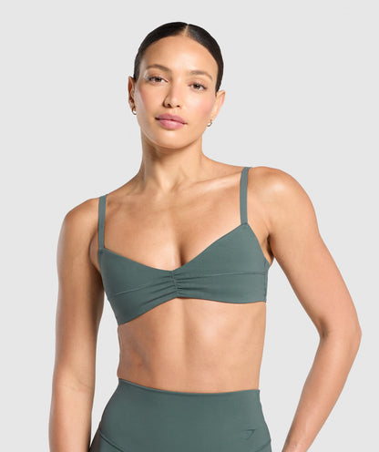 Women's Gymshark Elevate Ruched Sports Bra Slate Teal