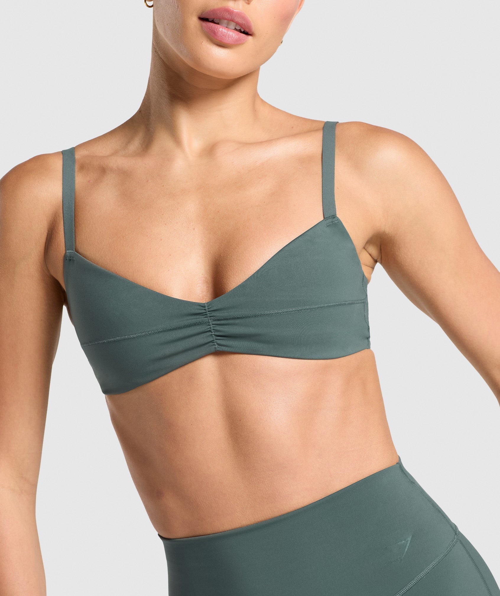 Women's Gymshark Elevate Ruched Sports Bra Slate Teal