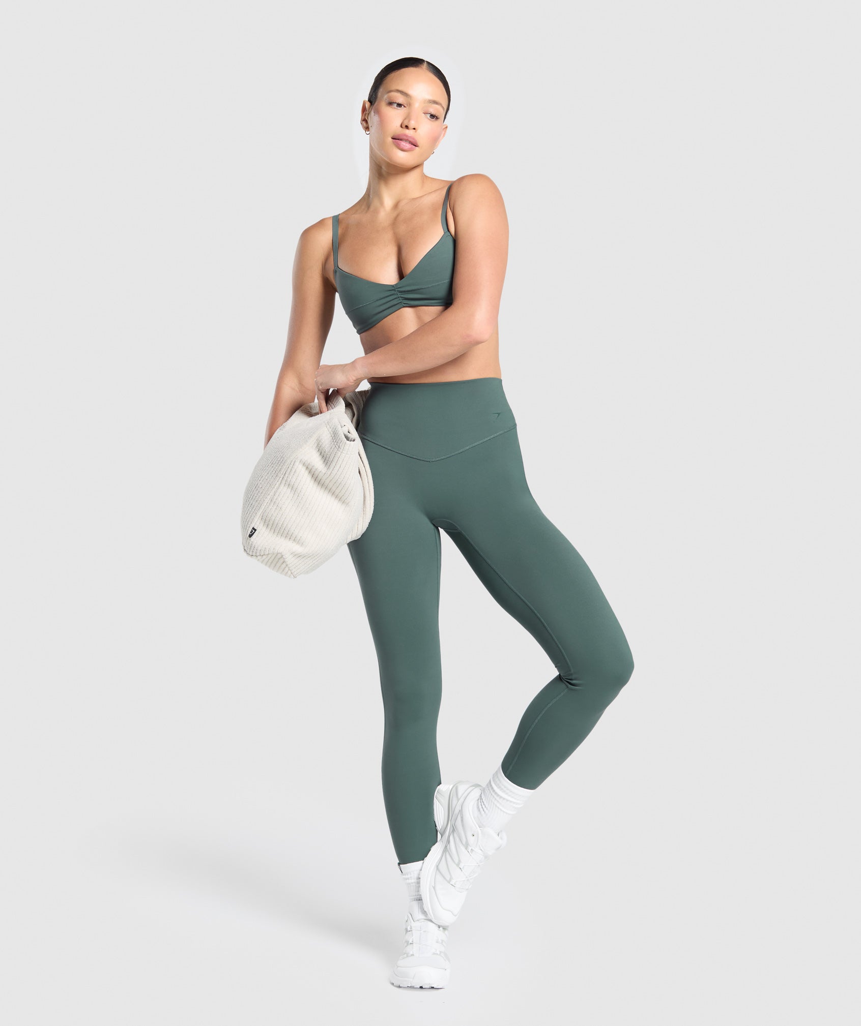 Women's Gymshark Elevate Ruched Sports Bra Slate Teal