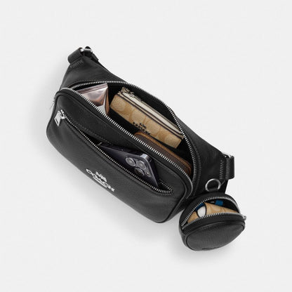 Coach Elias Belt Bag In Signature Canvas Gunmetal Charcoal Black