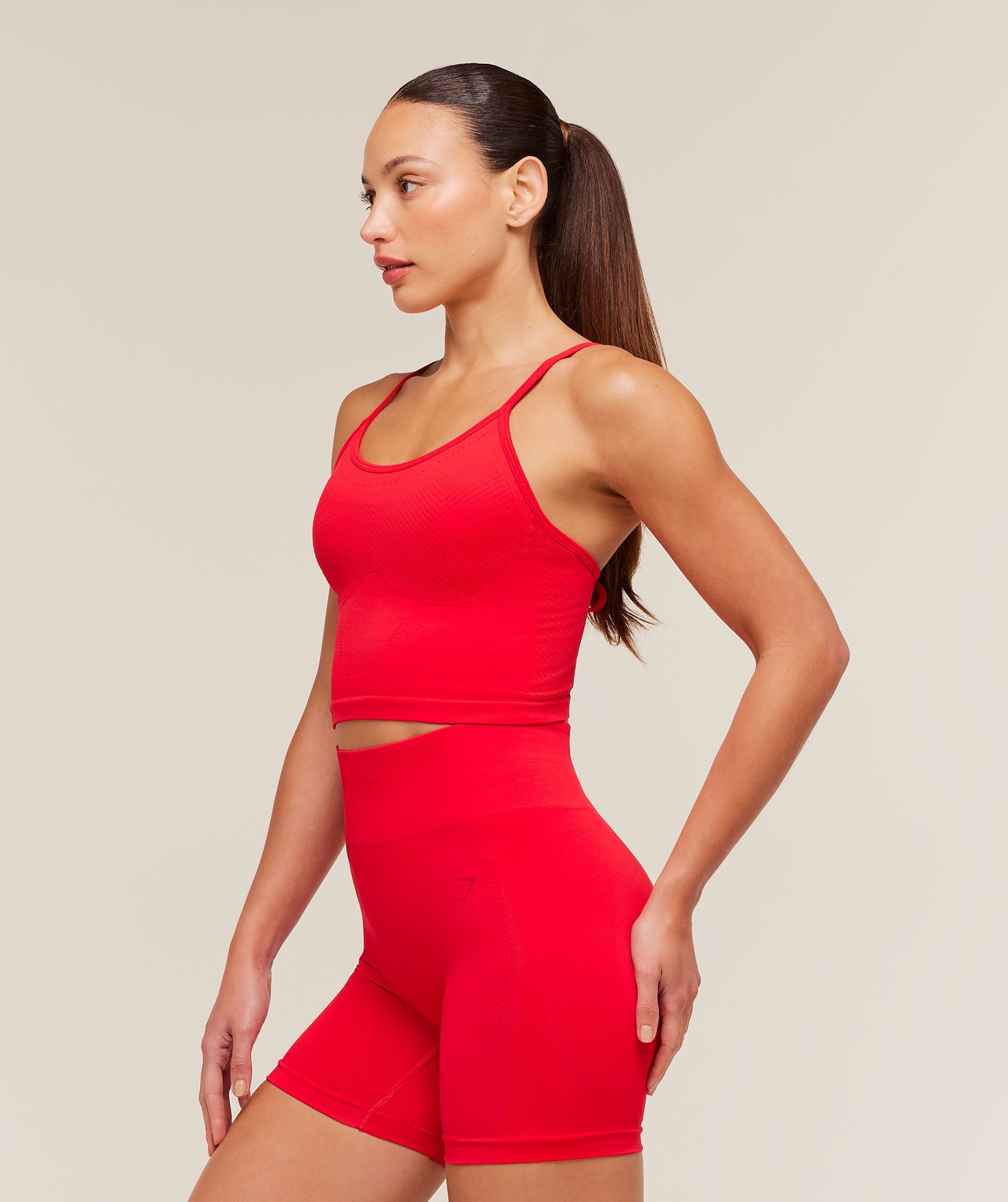 Women's Gymshark Energise Seamless Crop Top Athletic Red