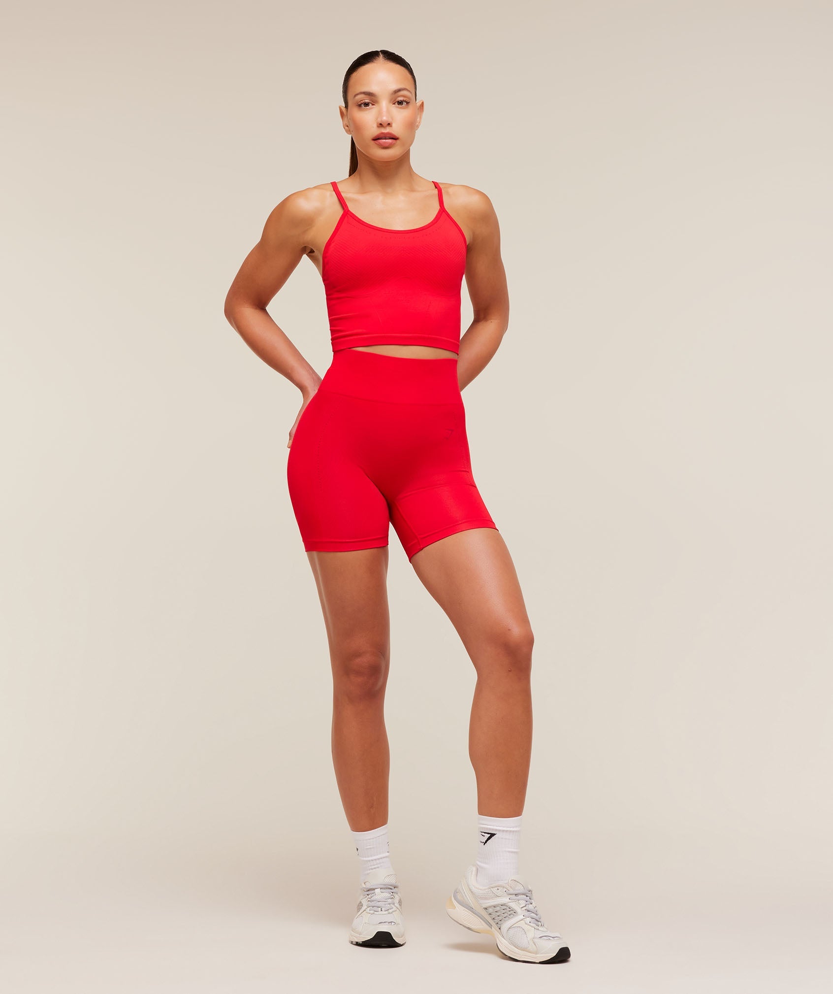Women's Gymshark Energise Seamless Crop Top Athletic Red