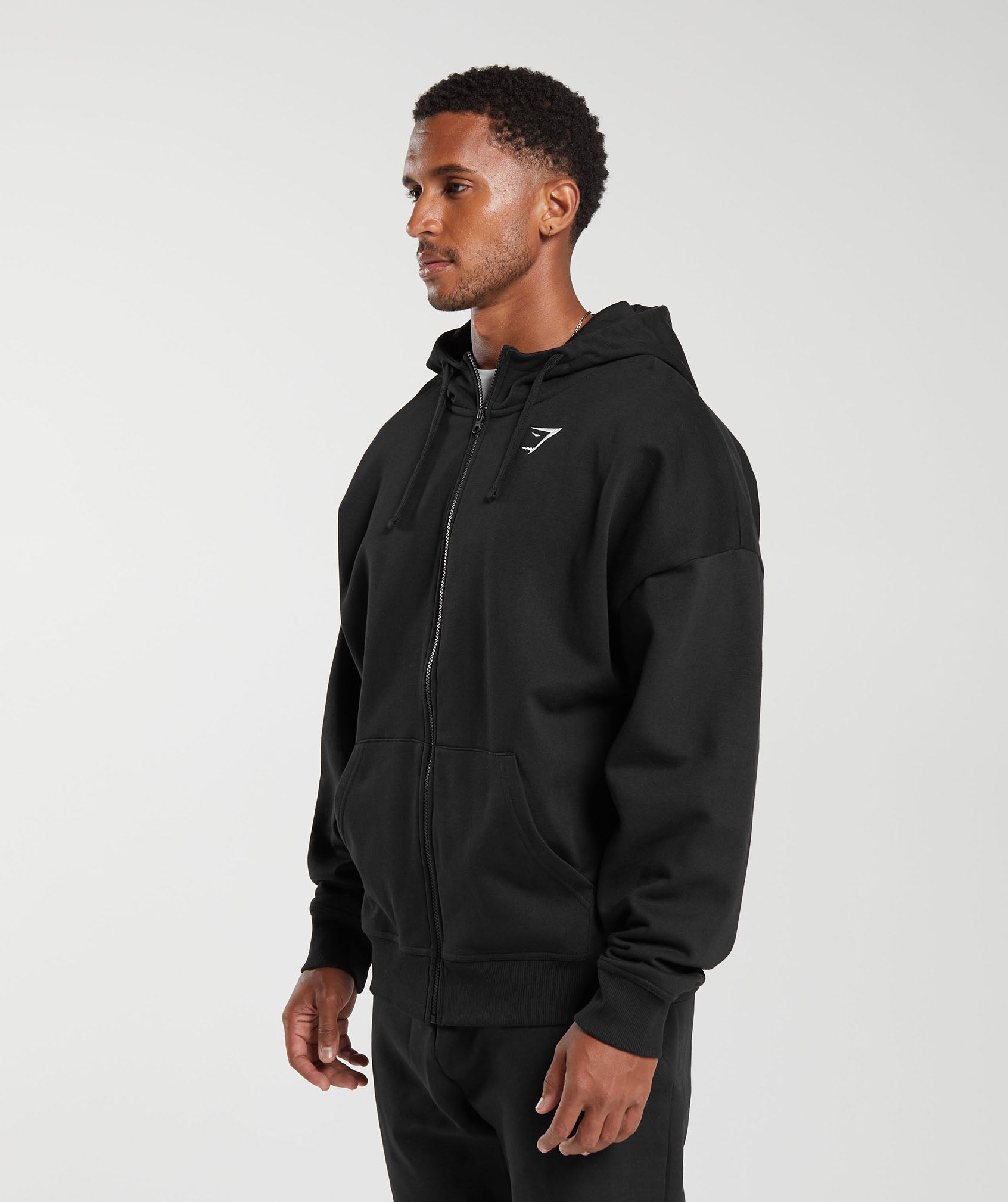 Gymshark Crest Oversized Zip Up Hoodie Black