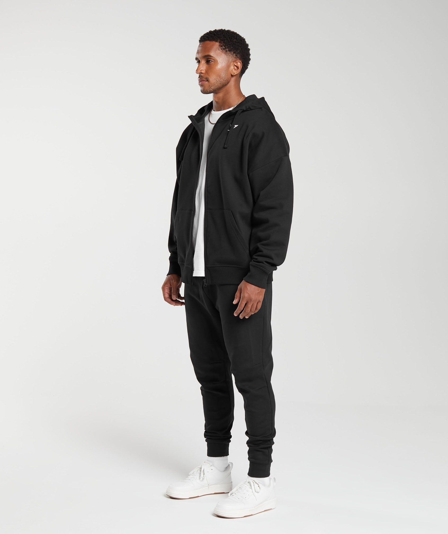 Gymshark Crest Oversized Zip Up Hoodie Black