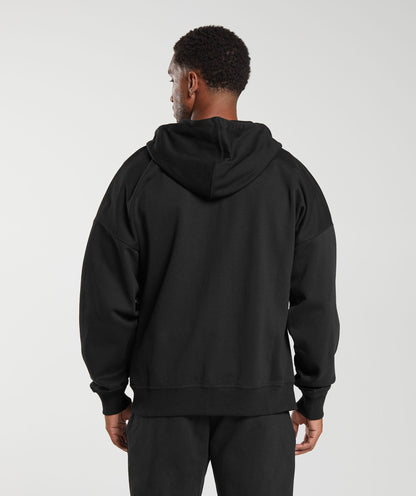 Gymshark Crest Oversized Zip Up Hoodie Black