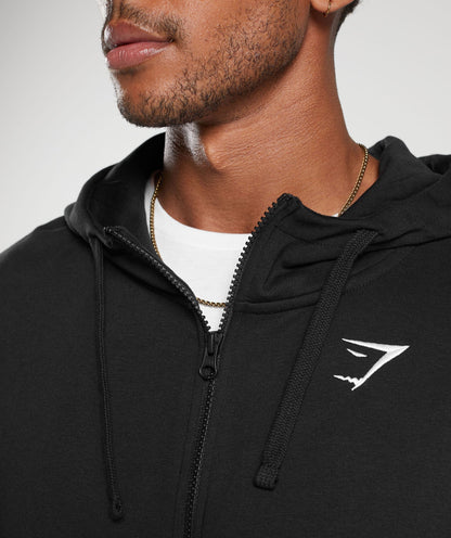 Gymshark Crest Oversized Zip Up Hoodie Black