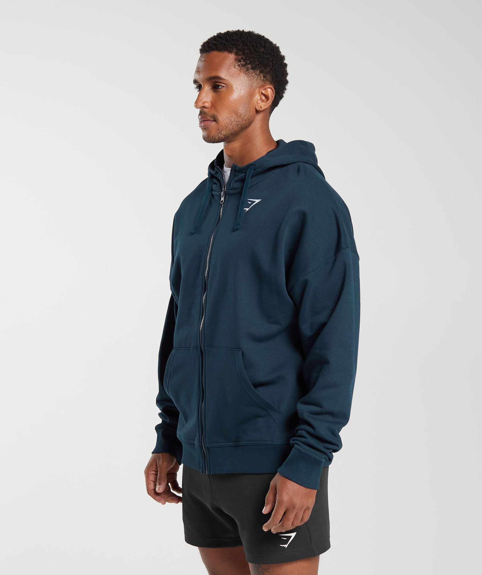 Gymshark Crest Oversized Zip Up Hoodie Navy