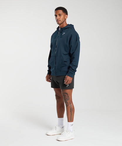Gymshark Crest Oversized Zip Up Hoodie Navy