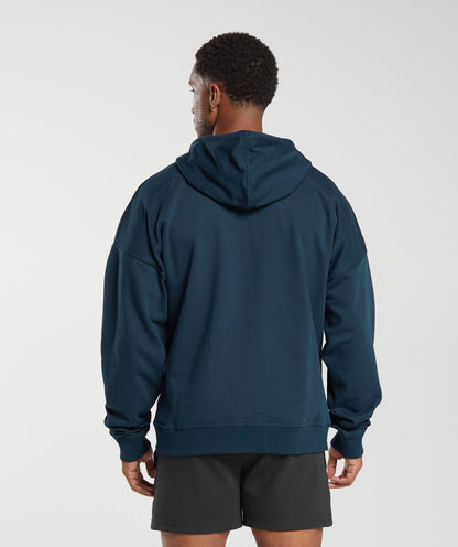Gymshark Crest Oversized Zip Up Hoodie Navy