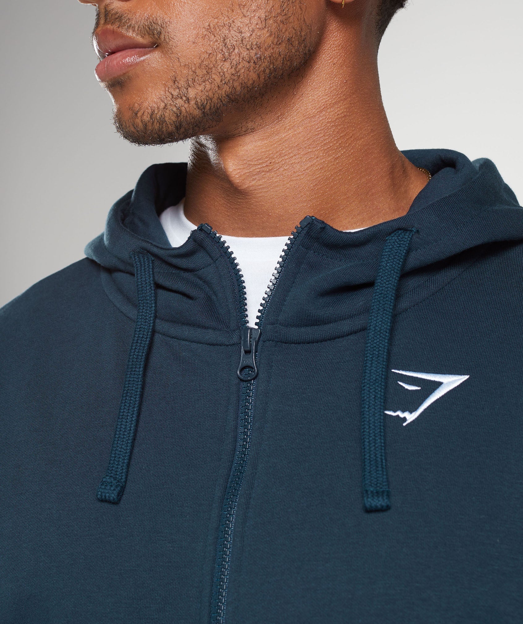 Gymshark Crest Oversized Zip Up Hoodie Navy