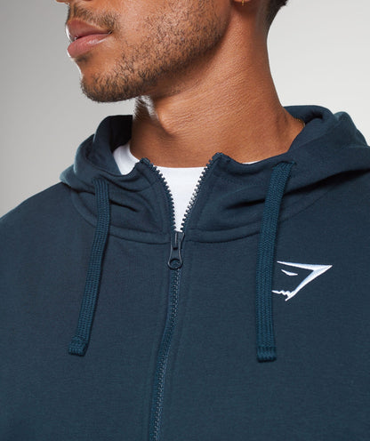 Gymshark Crest Oversized Zip Up Hoodie Navy