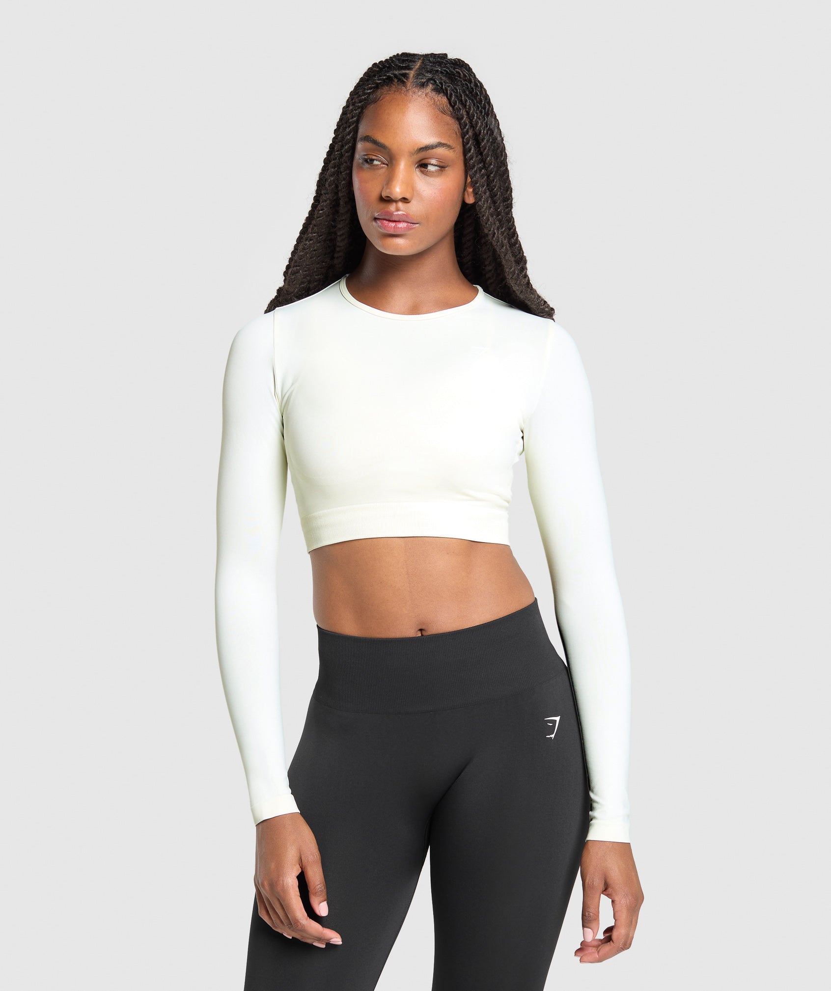 Women's Gymshark Everyday Seamless Long Sleeve Crop Top Soft White