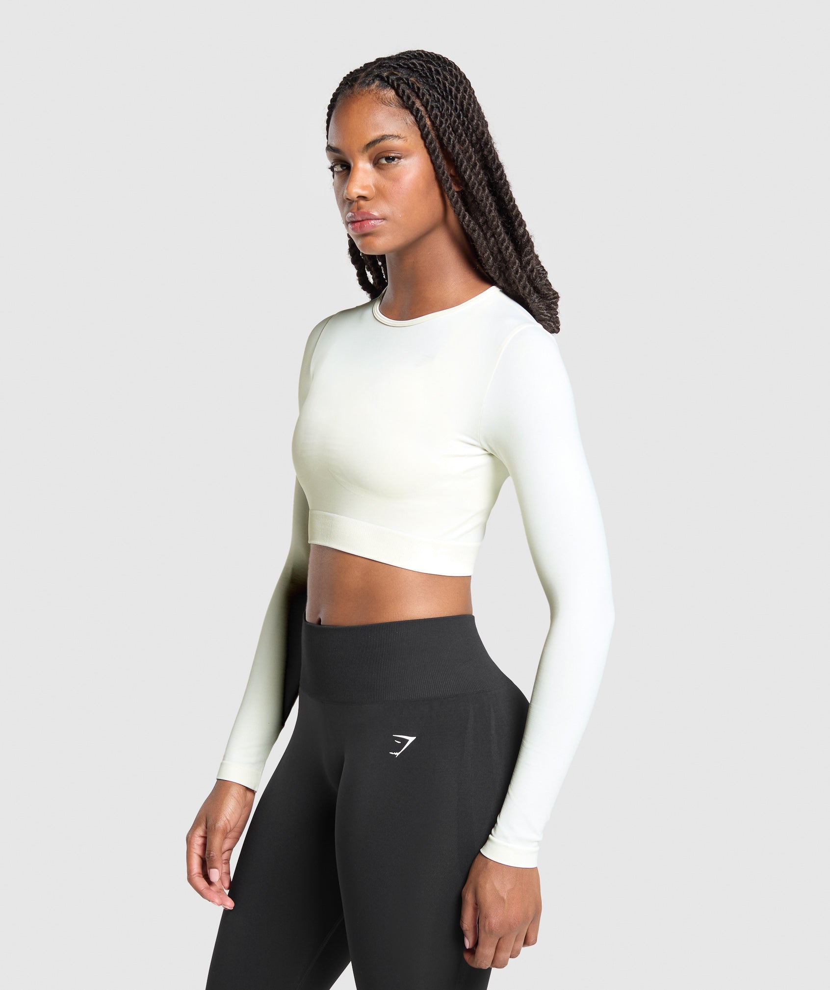Women's Gymshark Everyday Seamless Long Sleeve Crop Top Soft White