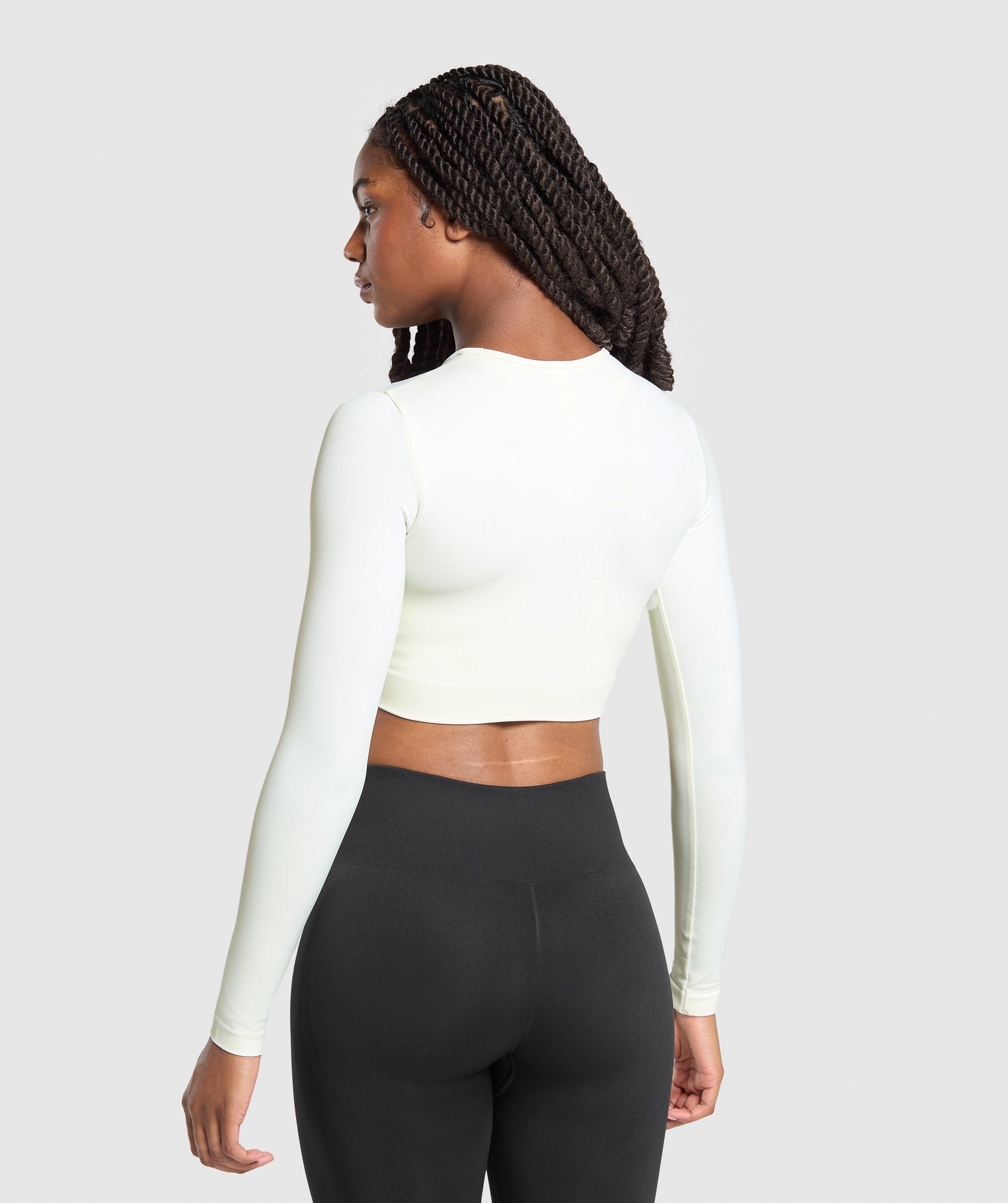 Women's Gymshark Everyday Seamless Long Sleeve Crop Top Soft White