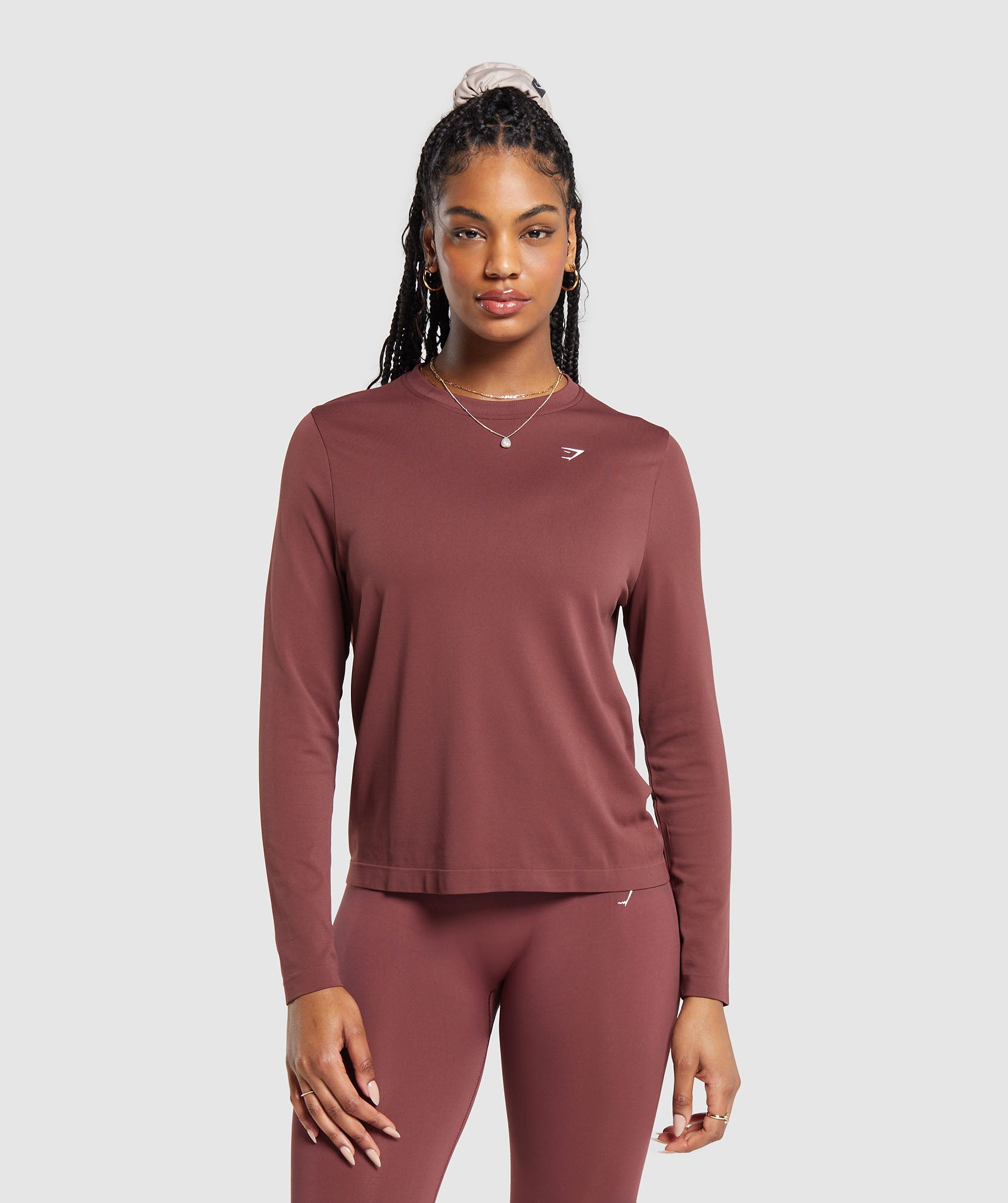 Women's Gymshark Everyday Seamless Long Sleeve Top Burgundy Brown