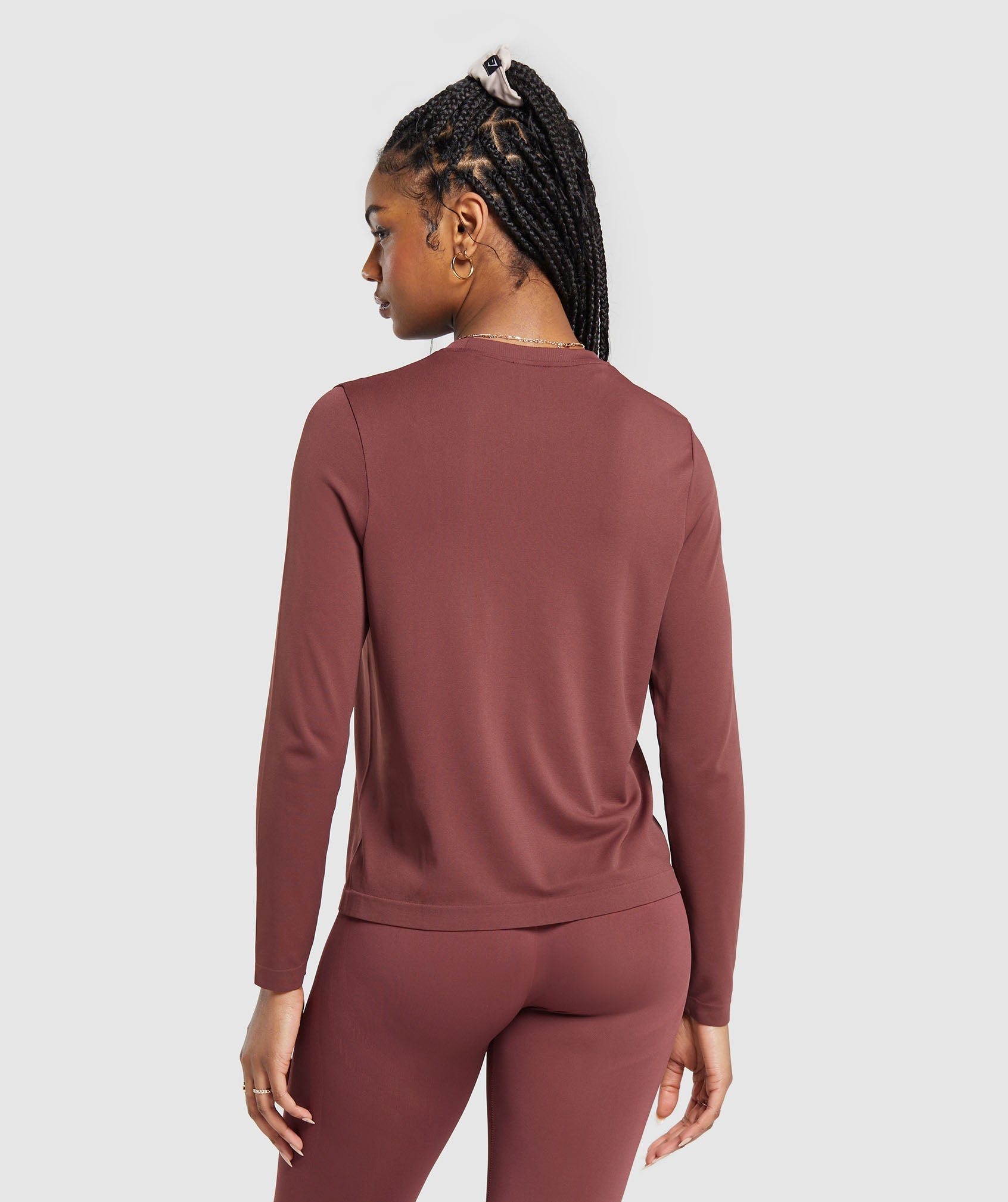 Women's Gymshark Everyday Seamless Long Sleeve Top Burgundy Brown