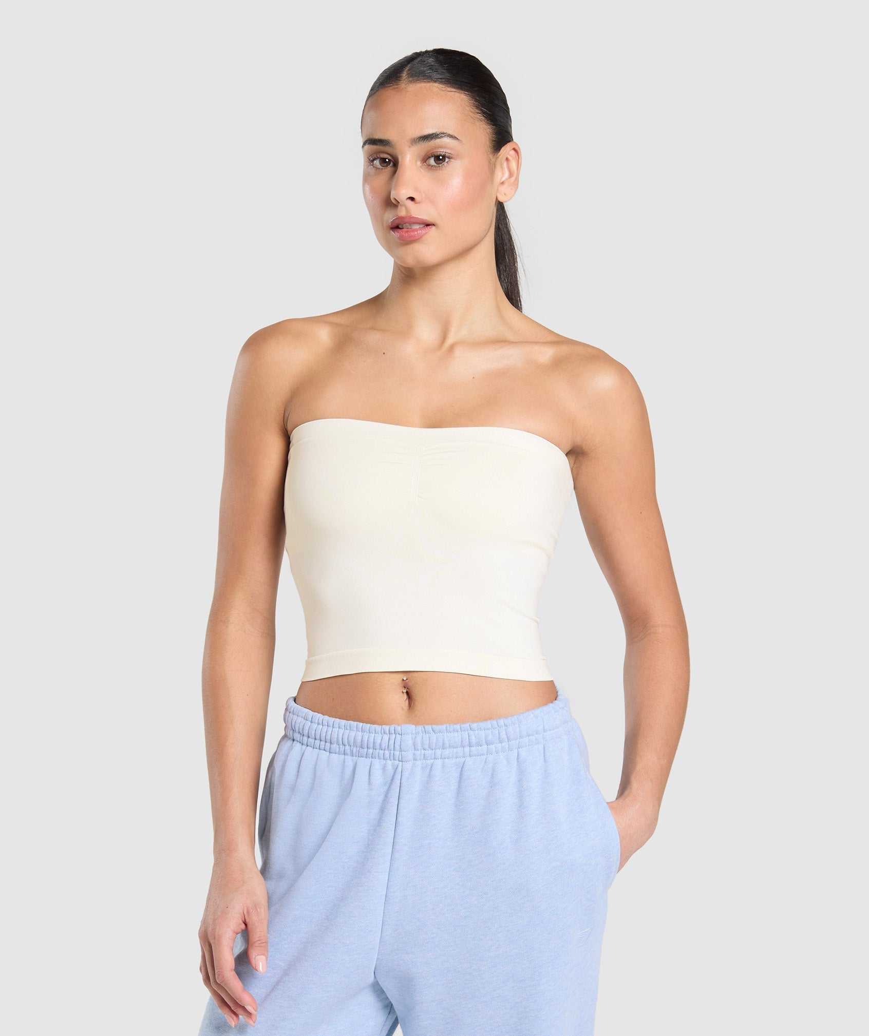 Women's Gymshark Everyday Seamless Midi Tube Top Soft White