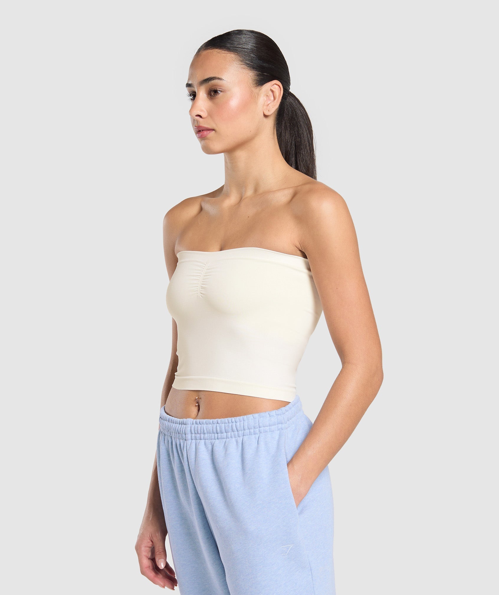 Women's Gymshark Everyday Seamless Midi Tube Top Soft White
