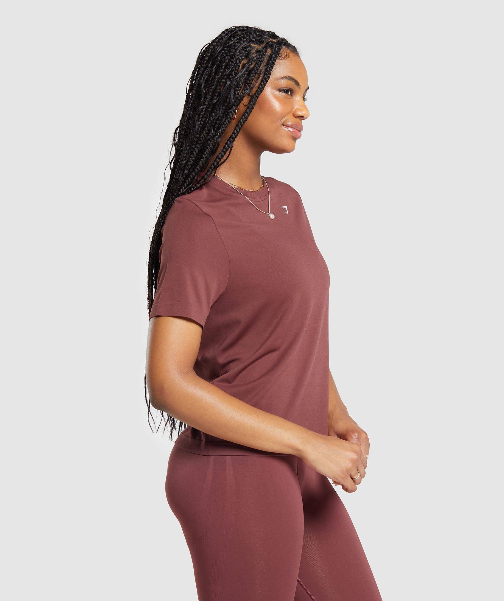 Women's Gymshark Everyday Seamless T-Shirt Burgundy Brown