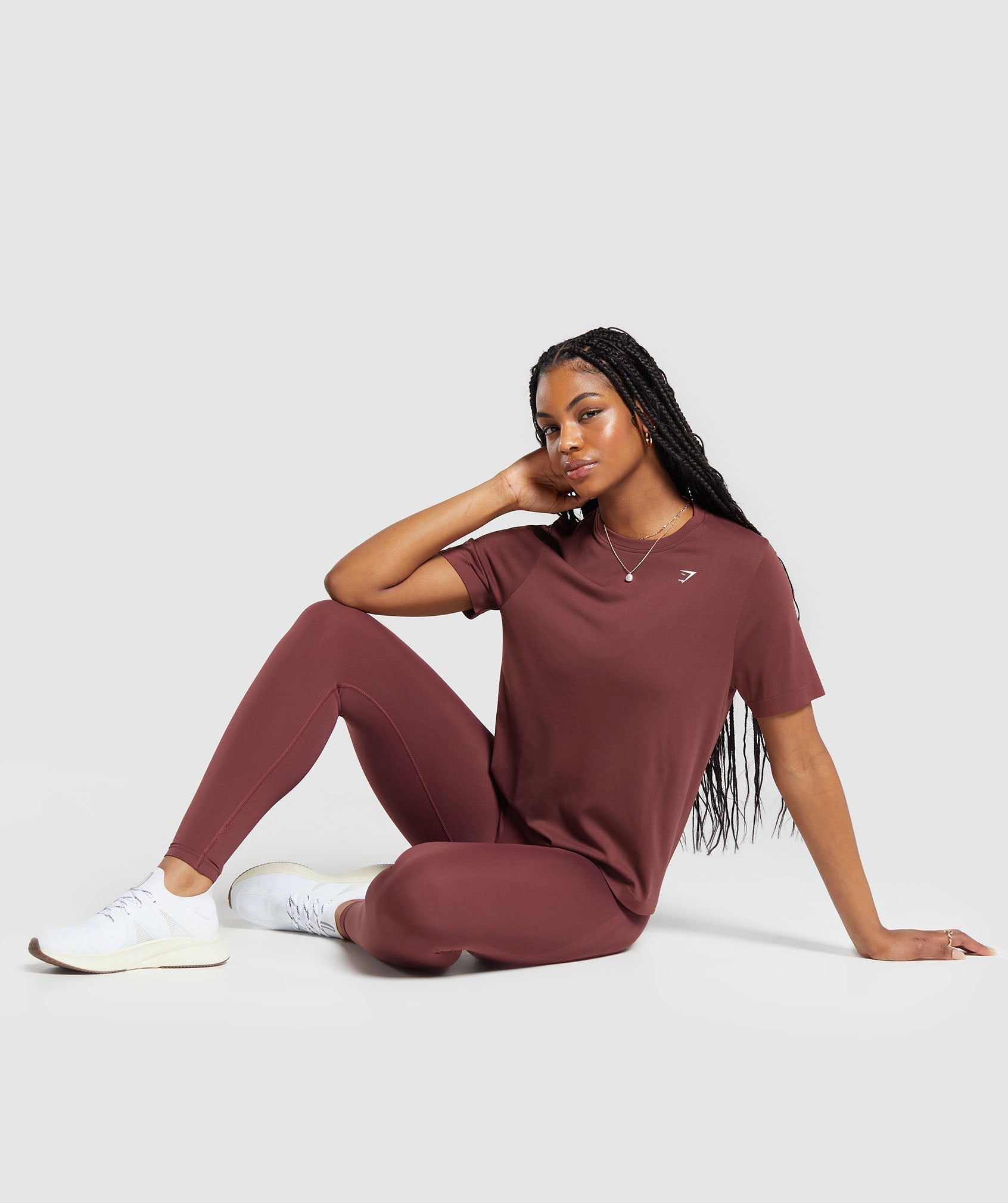 Women's Gymshark Everyday Seamless T-Shirt Burgundy Brown