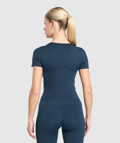 Women's Gymshark Everyday Seamless Tight Fit Crew Neck Tee Navy