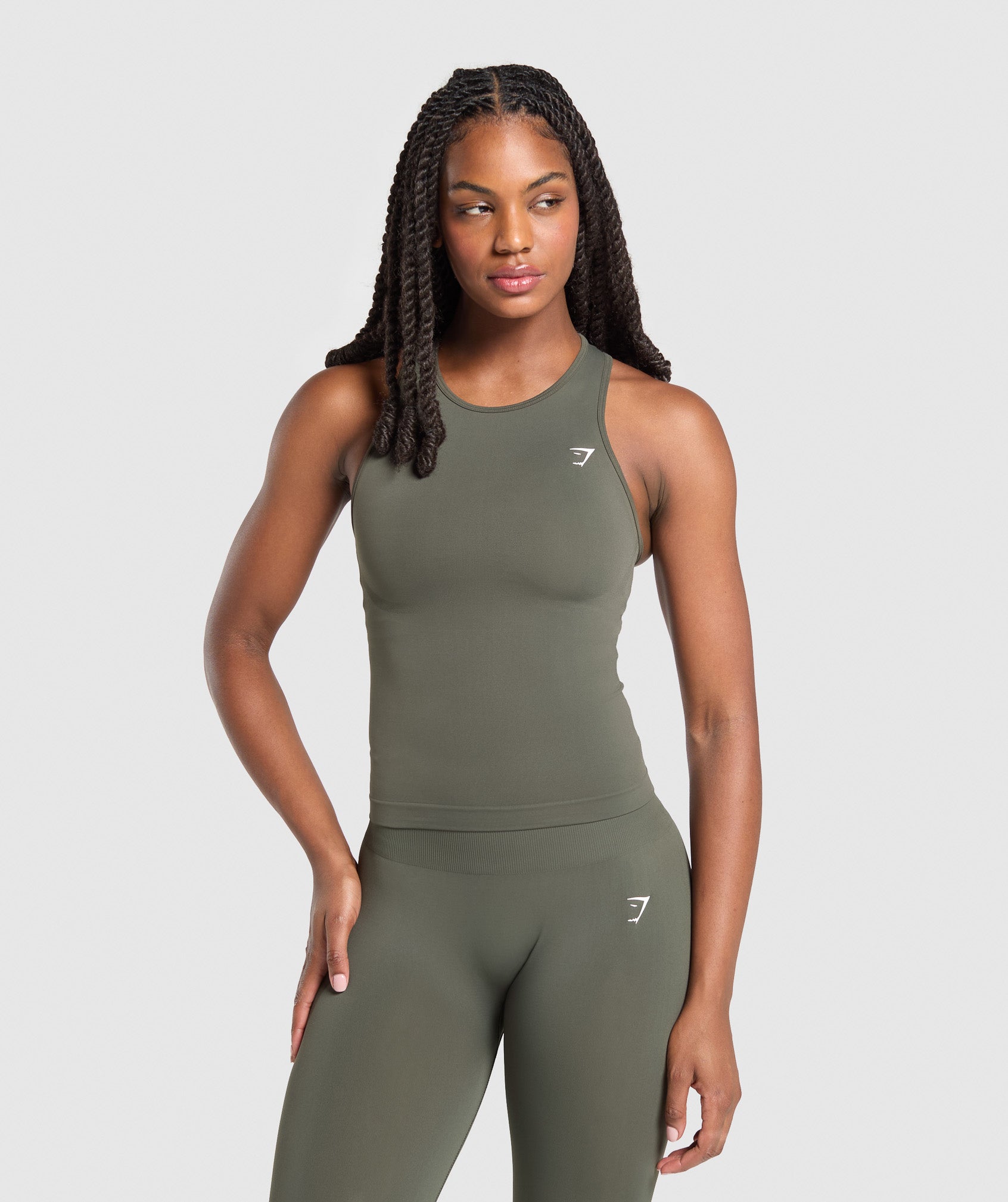Women's Gymshark Everyday Seamless Tight Fit Tank Strength Green